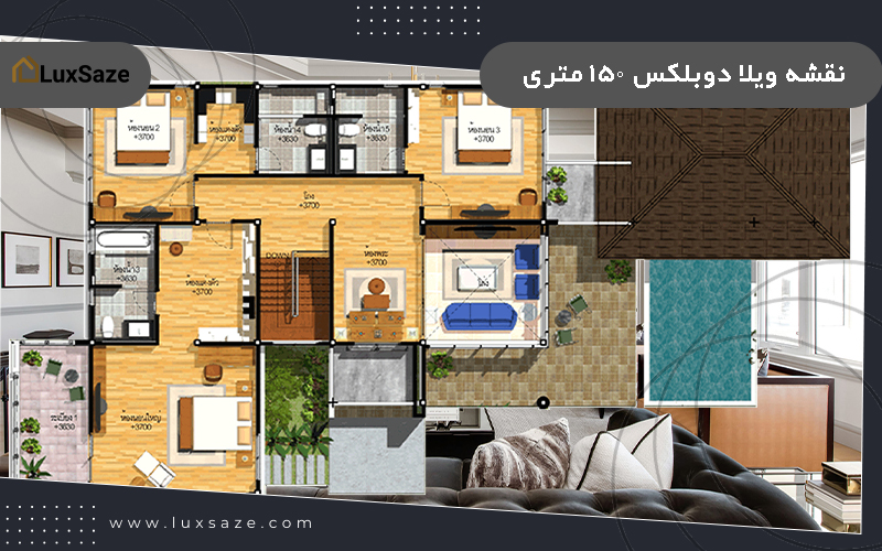 نقشه ویلا دوبلکس ١۵٠ متری